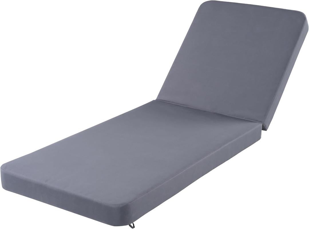 Christopher Knight Home Replacement Chaise Lounge Cushion 76.75 Inch Outdoor Recliner Pad with 4 Inch Foam Cationic Dyeable Polyester Fabric Water-Resistant Patio, Cushion Only, Dark Grey, 76.75 x 27 x 4 inches