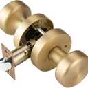 Gold Door Knob Interior, Privacy Door Knobs Door Handles for Bath and Bed, Heavy Duty Door Knob with Lock (Satin Brass)