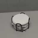 GENMOUS 6 Pack Farmhouse Wooden Bead Coasters with Metal Holder for Coffee Table Decor, Round Handmade Cup Coasters Set for Drinks Absorbent, Rustic Cute Coaster for Home Kitchen Table Dcor