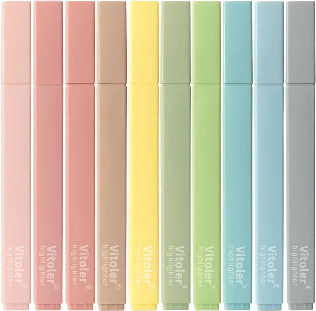 Piochoo Highlighters Assorted Colors,10Pcs Bible Highlighters and Pens No Bleed, Pastel Set, Cute Marker Pens for School Journaling (Vibrant Colors)