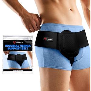 Hernia Belts for Men & Women, Adjustable Inguinal Hernia Belt for Men with Pad Support, Post-Surgery Recovery Truss, Universal Abdominal Strap Guard for Left or Right Side (Large, Black)