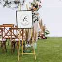 Metal Scroll Display Easel, Vintage Gold Decorative Large Adjustable Floor Standing Easel with Chain Support, Arts Crafts Painting Drawing Art Supplies Easels, Perfect for Picture Frame Wedding Sign
