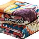 Muslin Boho Throw Blanket for Bed Couch, 100% Cotton Fall Throw Blanket, Bohemian Rustic Quilt 60"x80", Ultra Soft Mexican Blankets Travel Picnic Versatile Knitted Woven Blanket for Sofa (K-colorful World)