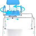 Swivel Sliding Shower Chair with Swivel Seat, Tub Transfer Bench for Elderly and Handicap, Premium Padded Bath Stool with Pivoting Arms, Adjustable Height, Space-Saving, Supports Up to 330 lbs (330Lbs)