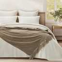 EverGrace Soft Chenille Throw Blanket for Couch, Cozy Plush Fuzzy Decorative Chenille Knit Throw Blanket with Tassels, Lightweight Blanket and Throws for Bed Sofa Gift Home Decor, Beige 50"x60"