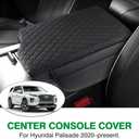 Shademax Custom Fit for Center Console Cover Hyundai Palisade 2020 2021 2022 2023 2024 2025 2026 Armrest Cover Center Console Pad PU Leather Armrest Seat Box Cover Protector with Pockets Storage Bag