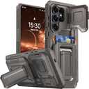 AMILIFECASES for Samsung Galaxy S26 Ultra Wallet Case with Card Holder & Kickstand & Full Camera Lens Cover, Military Grade Drop Shockproof Rugged Phone Case for S26 Ultra 6.9'', Gray