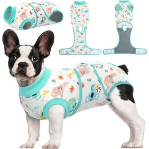 Kuoser Recovery Suit for Dogs Cats After Surgery, Professional Pet Recovery Shirt Dog Abdominal Wounds Bandages, Substitute E-Collar & Cone,Prevent Licking Dog Onesies Pet Surgery Recovery Suit (M (Back:13.4-16.1'', Weight:14-25 LB), Animal)