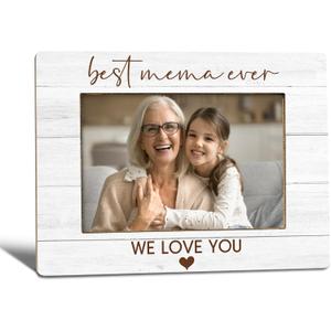 Mema Grandma Picture Frame, Mother's Day Birthday Gifts for Grandma From Grandkids, Best Mema Ever Photo Frame 4X6, Grandmother Gifts Wooden Photo Picture Frames for Desk Tabletop Decor