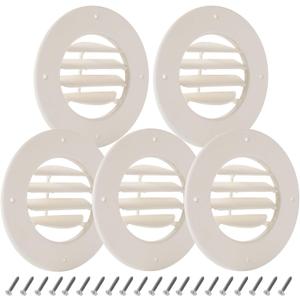 (5-Pack) 6.5" RV Ceiling Vent Covers for Inside Camper, RV AC Vent Cover Replacement, Fits 4-5/8" Ducts, Rotatable Slats for Directional Airflow, White