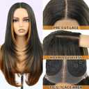 NOSTALGIA Wear and Go Glueless Wigs Pre Plucked Pre Cut for Beginners Synthetic Lace Front Wigs For Woman Honey Blonde With Black Long layered Straight Wig 3 Seconds to Wear