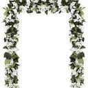 4PCS 7.2ft/Piece Artificial Bougainvillea Garland White Flower Garland Faux Silk Bougainvillea Vines for Wedding Arch Table Home Garden Wall Decor(White)