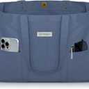 HOMESPON Large Canvas Tote Bag for Women Everything Bag with Pockets and Laptop Sleeve (Blue) 21.6” x 13.4” x 6.3”