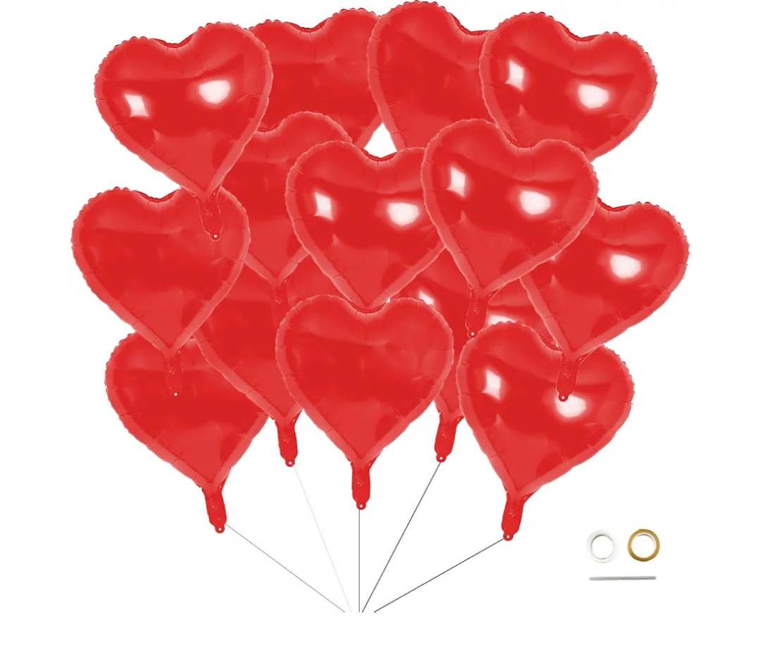 Red Heart Balloons 30pcs 18 Inch Heart Foil Mylar Balloons Red Balloons Red Party Decorations Love Balloons Heart Balloons for Valentine's Day Birthday Party Wedding Baby Shower