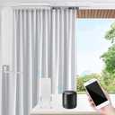 Smart Curtain Tracks WiFi Control by Phone, Support Voice Control for Alexa, Google Home, Tuya App Remote Automated Curtain Smart Curtains Opener Motorized Curtains Rods with Remote Control (125'')