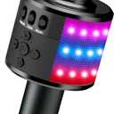 BONAOK Karaoke Microphone for Kids & Adults - Instrument Wireless Microphones Bluetooth Singing Mic with Disco Lights, Echo Effect, Built-in Speaker Portable for Party Travel Gifts Q78(Black)
