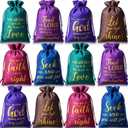 Supervitae 30 Pcs Religious Gift Bags with Drawstring Small Christian Candy Gift Bags 4 x 6 Inch Burlap Jewelry Bible Verse for Mother's Day Wedding(the Lord)