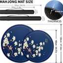 Round Mahjong Mat 47 Inch, Non-Slip Table Topper with Rubber Backing, Large Playmat for Poker, Cards, and Board Games (Blue,120cm)