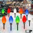 IDEAALS 10 Pack Jumbo Multicolor Plug in C9 Christmas Lights OutdoorLED Pathway Lights Waterproof, Strawberry Light Christmas Decorations Outdoor for Walkway Party Patio Garden Lawn Yard Decor