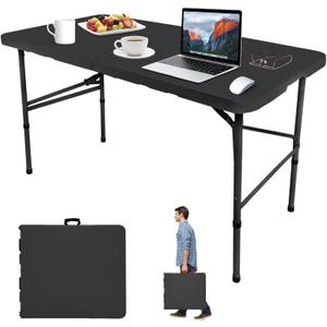 Camp Field 4 FT Plastic Folding Table, Portable Heavy Duty Indoor Outdoor
