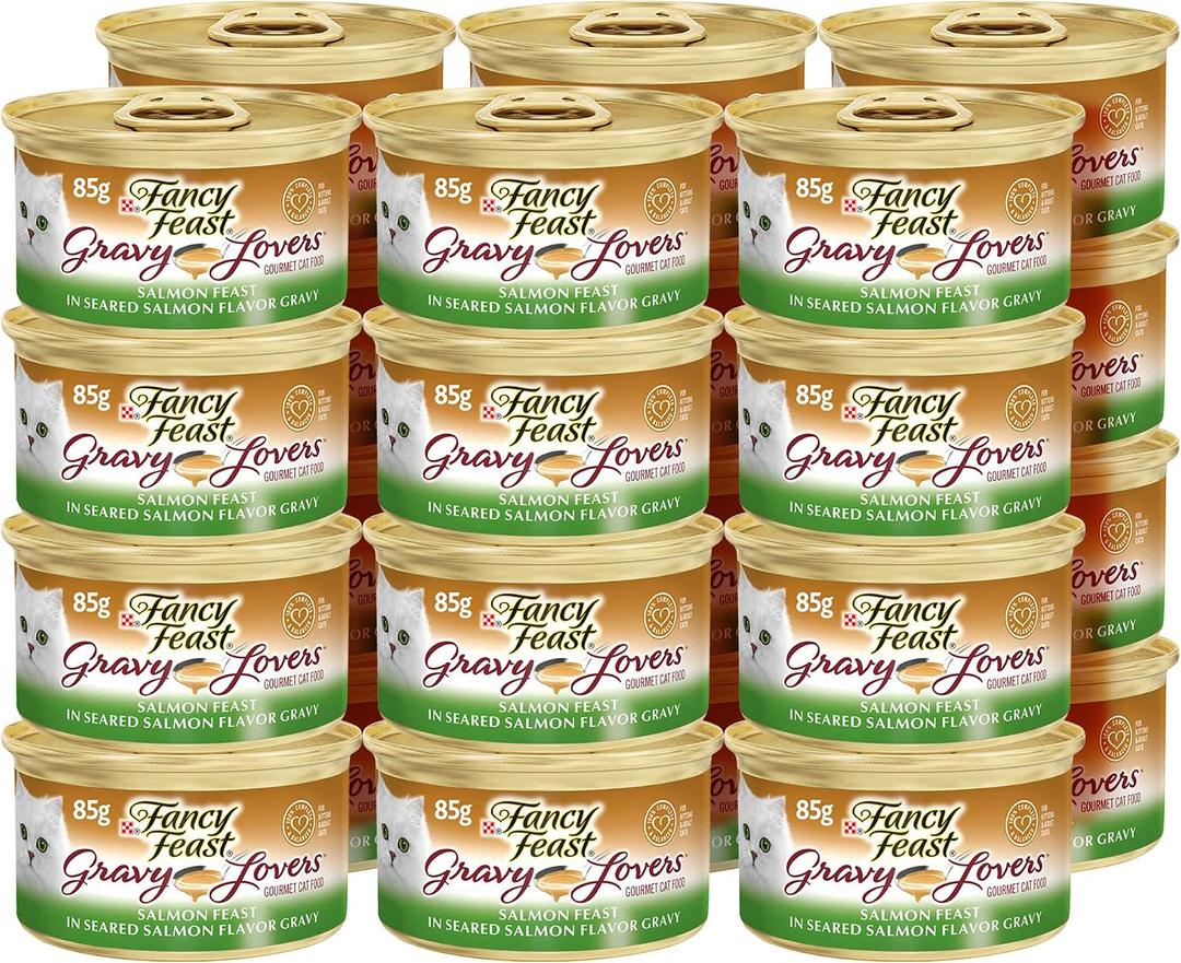 Purina Fancy Feast Gravy Lovers Salmon Feast in Seared Salmon Flavor Gravy Can 85g (24 Cans)Best By APR 202