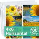 Dunwell 12x12 Scrapbook Page Protectors - 4x6 Photo Album Pages for 3-Ring Binder, (100-Pack, Horizontal Layout), Holds 1200 Pictures, Durable Refill Sleeves, Scrapbooking, Fits Pioneer & WRMK Albums