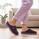 VeraCosy Women's Two-Tone Slippers Soft Comfy Knit Memory Foam Non-slip Indoor Outdoor House Shoes (Purple, M)
