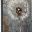 Dandelion Canvas Wall Art Rustic Grey Background Farmhouse Decor Modern Abstract Floral Artwork for Kitchen Baby Nursery Spa Bathroom Serenity Wall Decor (Dandelion, 16x24 inch, Wrapped Canvas)