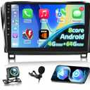 [8 Core 4+64G] Car Radio for Toyota Tundra 2007-2013 and Toyota Sequoia 2008-2018 - 10.1 Inch IPS 1280 * 720 Touchscreen - Wireless Carplay and Android Auto - DSP 32EQ / GPS + AHD Backup