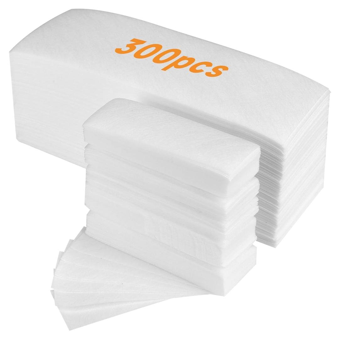 300 Pcs Non Woven Wax Strips,Body and Facial Wax Strips for hair removal,Professional waxing strips without wax(2.8''x 7.9'' and 1.4''x 3.9'')
