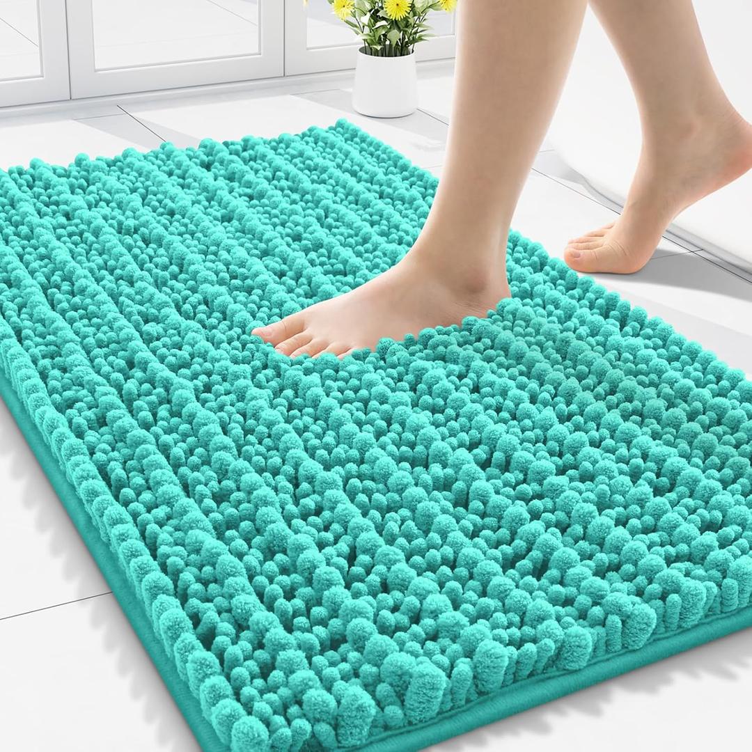 Smiry Bathroom Rugs Mat 30x20, Extra Soft Absorbent Chenille Bath Rugs, Non Slip Rubber Backing Machine Washable Quick Dry Bath Mats for Bathroom Floor, Tub, Shower, Home Decor Accessories, Turquoise