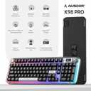 AUSDOM K98pro Wireless Silent Creamy Keyboard, Tri-Mode BT/2.4G/USB-C Computer Keyboard with Number Pad, RGB Backlit Media Knob Keyboard