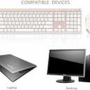 Wireless Keyboard and Mouse, Vssoplor Rechargeable Quiet Full-Size Keyboard and Mouse Combo Set Ultra Slim Design for Laptop, PC, Notebook, Desktop-White and Gold