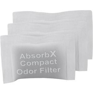 for Bathroom, Natural Activated Carbon, Absorbs Garbage Smells, Biodegradable 3-Pack AbsorbX Odor, Trash Can Compact Filters,SB8CF03