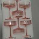 9 oz Pink Art Deco Coupe Glasses Set of 6 Vintage Ribbed Cocktail Glasses