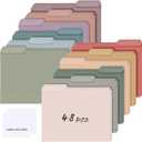 48 Pcs File Folders 9.5x11.6 Inch Manilla Folders Letter Size with 1/3 Cut Tabs 12 Colored Office Home School Organizers for Documents, Classroom Supplies and Paper Storage (Vintage Color)