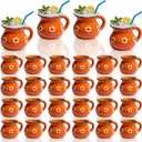 24 Pcs 3oz Cantaritos De Barro Mexican Terracotta Clay Mugs with Handles Mexican Coffee Mugs Clay Cups for Tequila, Margaritas, Mojitos Cold Hot Drinks