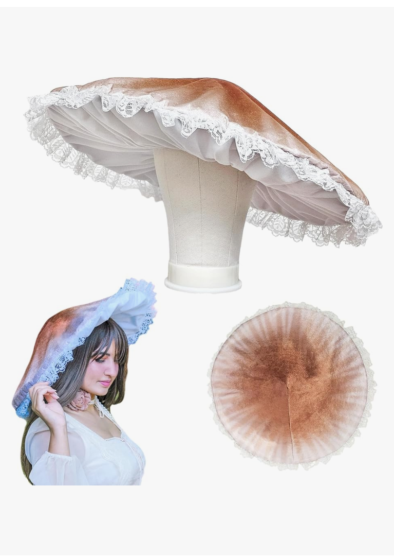 Mushroom Hat Costume Cosplay Accessory Party Hat Cap, Oversized with Wired Brim (Brown)