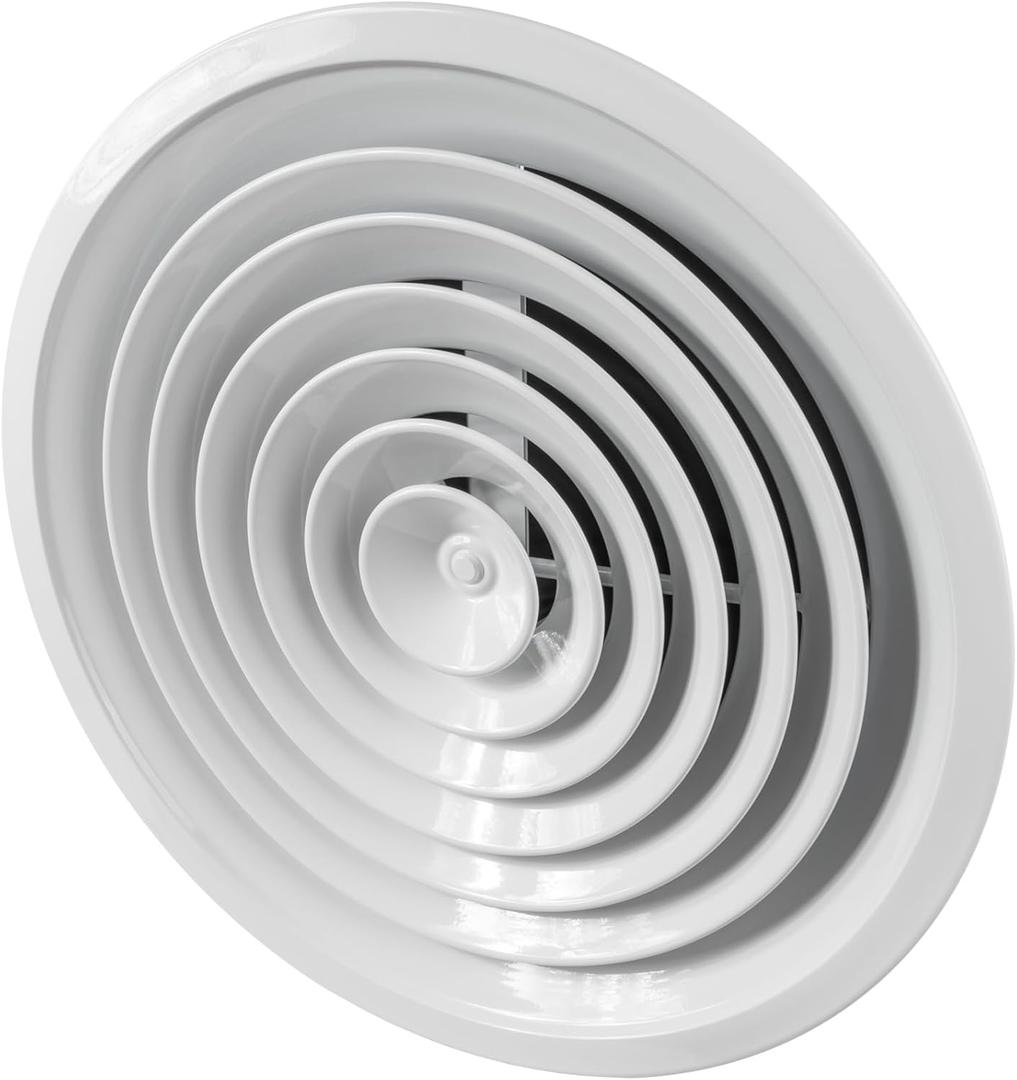 Repa Market 14 Inch (Neck) Round Aluminum Ceiling Diffuser/White Powder Coated HVAC Vent Cover/Multi-Directional Air Distribution/Supply & Exhaust Airflow for Industrial & Home Ventilation