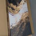 ZQARTZZQ 1 Piece Framed Wall Art Abstract Wall Decor Black Gold Pictures Marble Canvas Art Modern Minimalism Paintings Artwork For Living Room Bedroom Office 16x24in