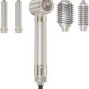 MESCOMB 5-in-1 Hot Air Styler Kit 110,000 RPM Fast-Drying Dryer, Auto-Wrap Curlers, Straightening & Volumizing Brushes All-in-One (Champagne White)