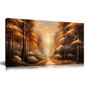 Large Wall Art for Living Room Bedroom Office Gold Forest Artwork Sunrise Landscape Nature Pictures Modern Wall Art Framed Canvas Prints 20x40 Inch