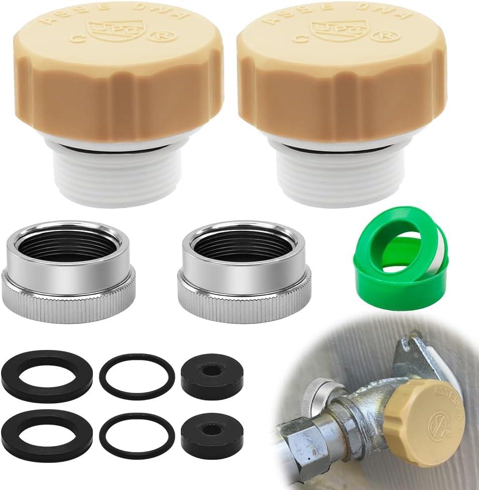 2PCS UPC ASSE 1019-A Repair Kit, Vacuum Breaker Repair Kit, Anti Siphon Valve Replacement, ASSE 1019 Outdoor Hose Bib or Faucet Repair kit with 2PCS 3/4"GHT Hose End Caps