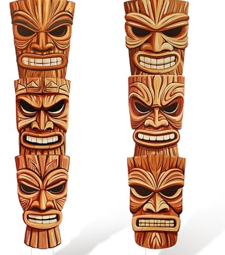 Cardboard Cutouts Tiki Mask Decorations, Pack of 6