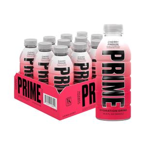 PRIME Hydration CHERRY FREEZE, Sports Drinks, Electrolyte Enhanced for Replenishing Fluids, 250mg BCAAs, B Vitamins, Antioxidants, Low Sugar, 16.9 Fl Oz, 12 Pack