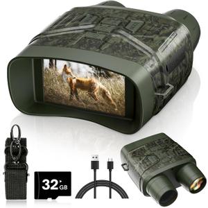 Night Vision Goggles - 4K Night Vision Binoculars for Adults, 3'' HD Screen Binoculars can Save Photo and Video with 32GB TF Card, Camouflage