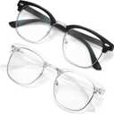 racico Blue Light Glasses for Men  Computer Gaming Blocking Glasses Anti Eyestrain, UV Clear Lens, Vintage Blue Blockers (**Black and Clear)