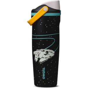 Owala Star Wars FreeSip Sway Insulated Stainless Steel Water Bottle with Two-Way Spout, Built-In Straw and Bucket Handle, School, and Sports, 30oz, BPA Free, Leak Proof, Millennium Falcon