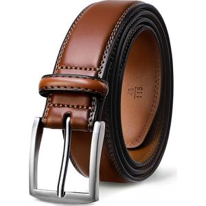 FIORETTO Men's Genuine Leather Belts, Double Stitched Dress Belts, Fashion & Classic Designs for Work Business and Casual