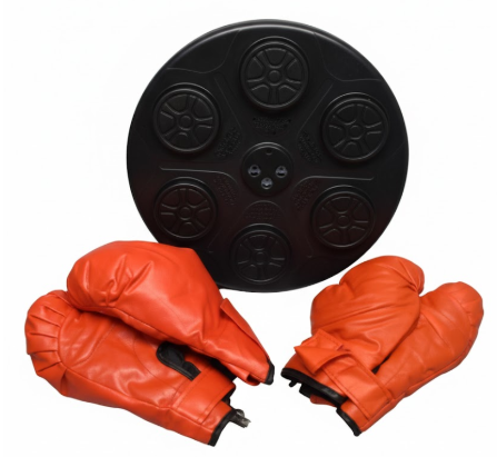 Music Boxing Machine for Adults Kids, Smart Boxing Training Machine with Gloves, Wall Mounted Punching Machine, Reflex Training Suitable for Home,Office,Gym